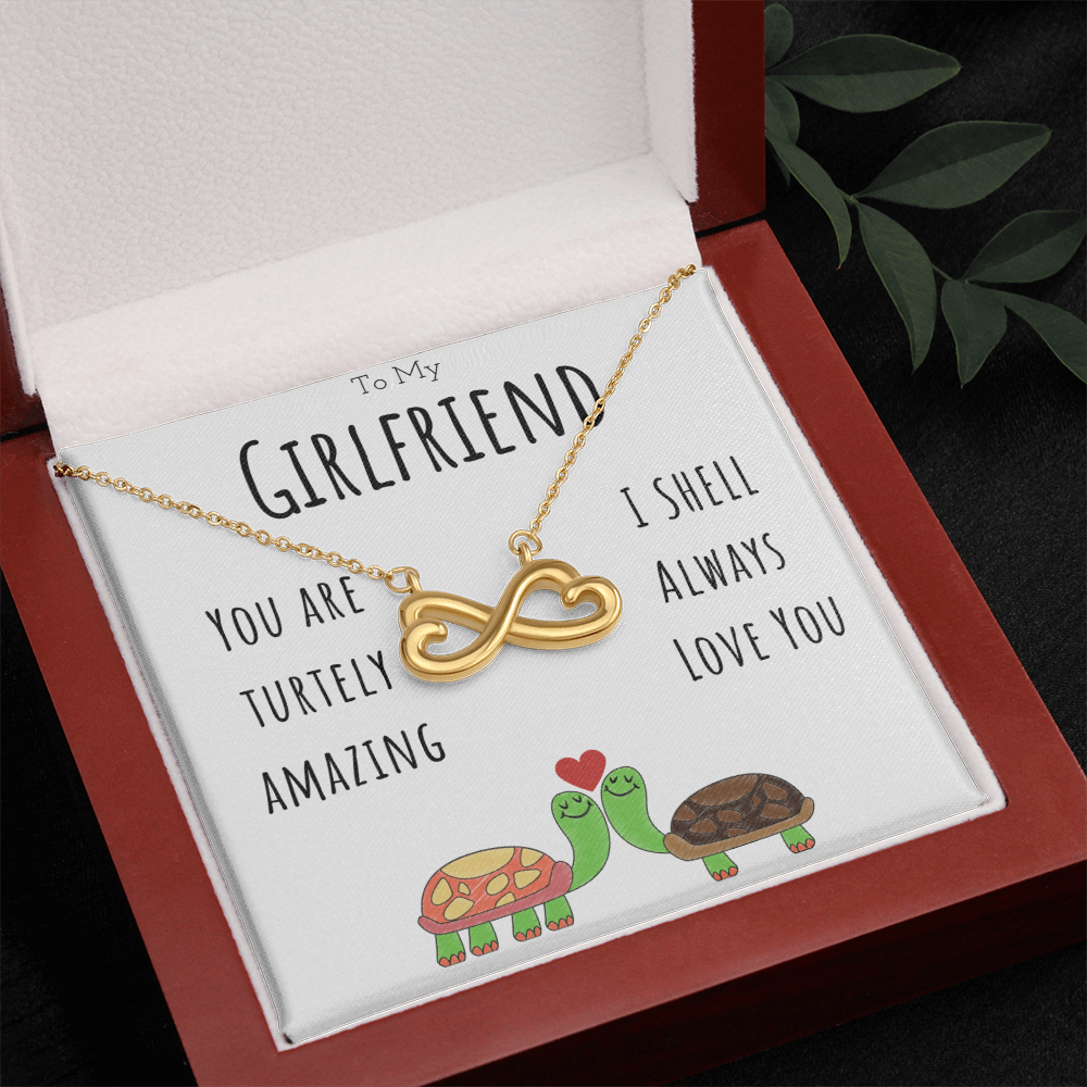 To My Girlfriend Funny Turtle Message Card Jewelry Endless Love Necklace Gift From Boyfriend, Cute Turtle Animal Pun Birthday Gift For Girlfriend, Anniversary Present For Her by Best Gifts 305