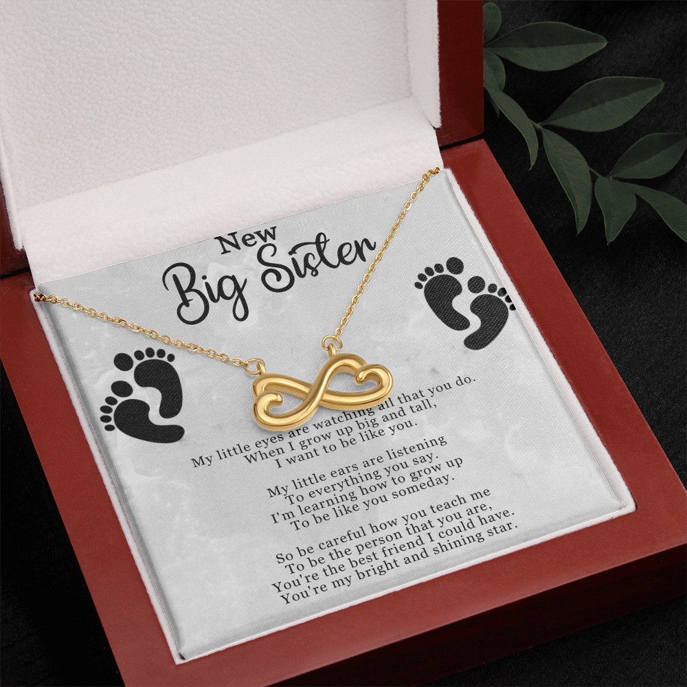 New Big Sister Infinity Necklace – Heart Infinity Pendant Gift for Big Sister from Little Sister