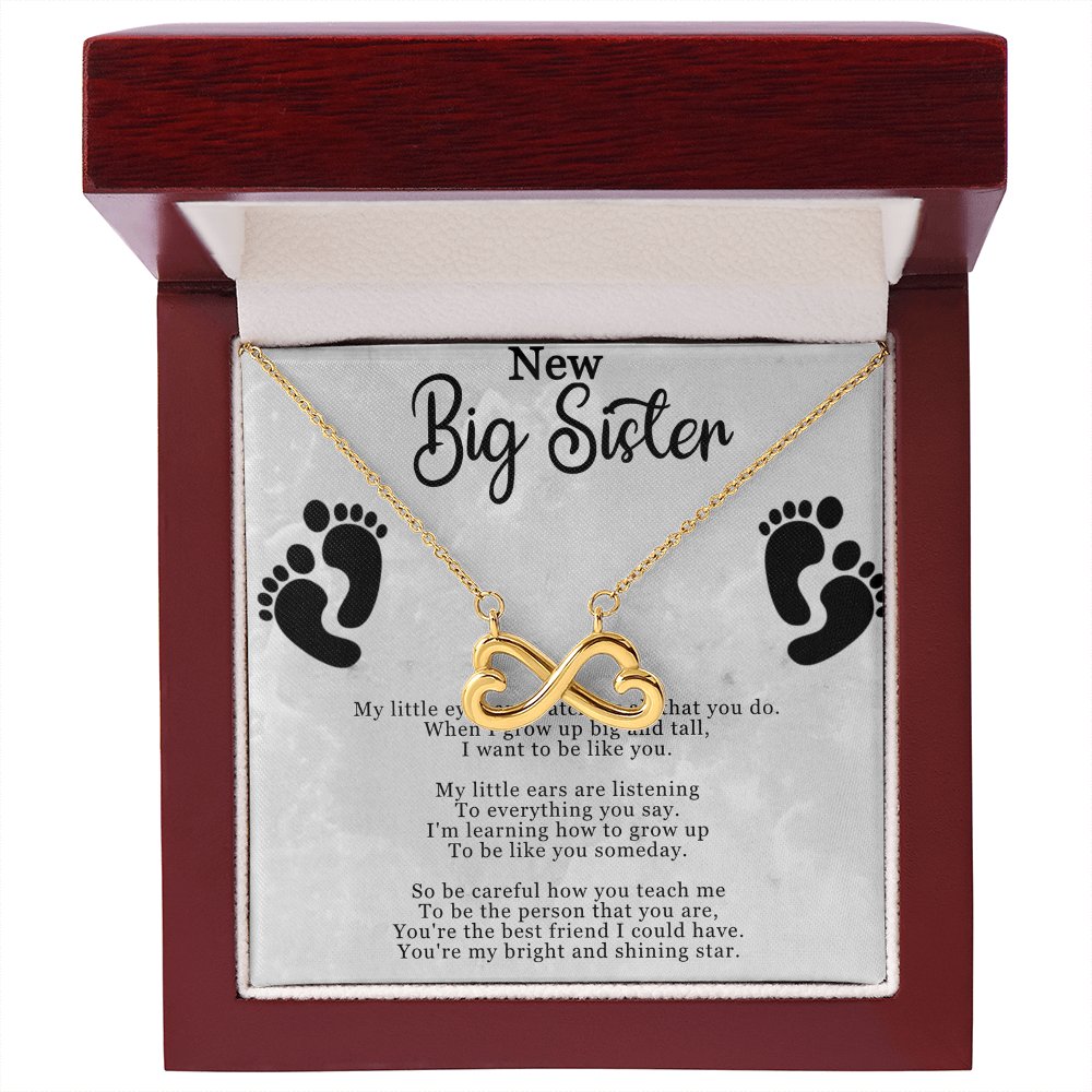 New Big Sister Infinity Necklace – Heart Infinity Pendant Gift for Big Sister from Little Sister
