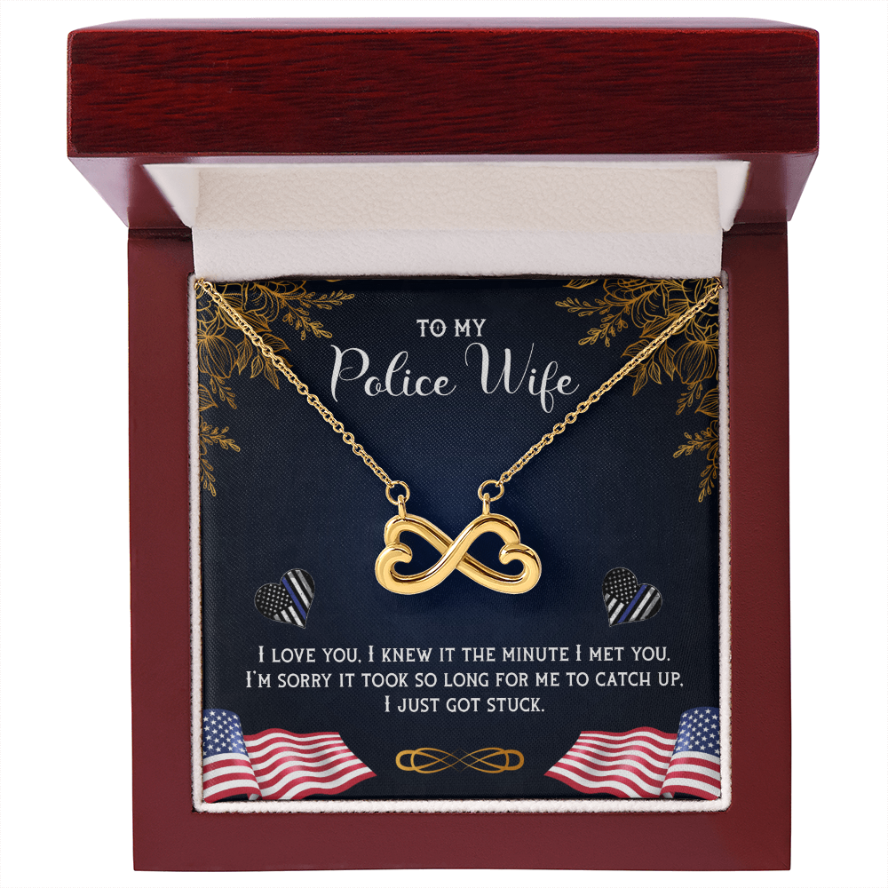 Police Wife Infinity Necklace Gift – Endless Love Heart Jewelry for Her, Romantic Quote from Husband