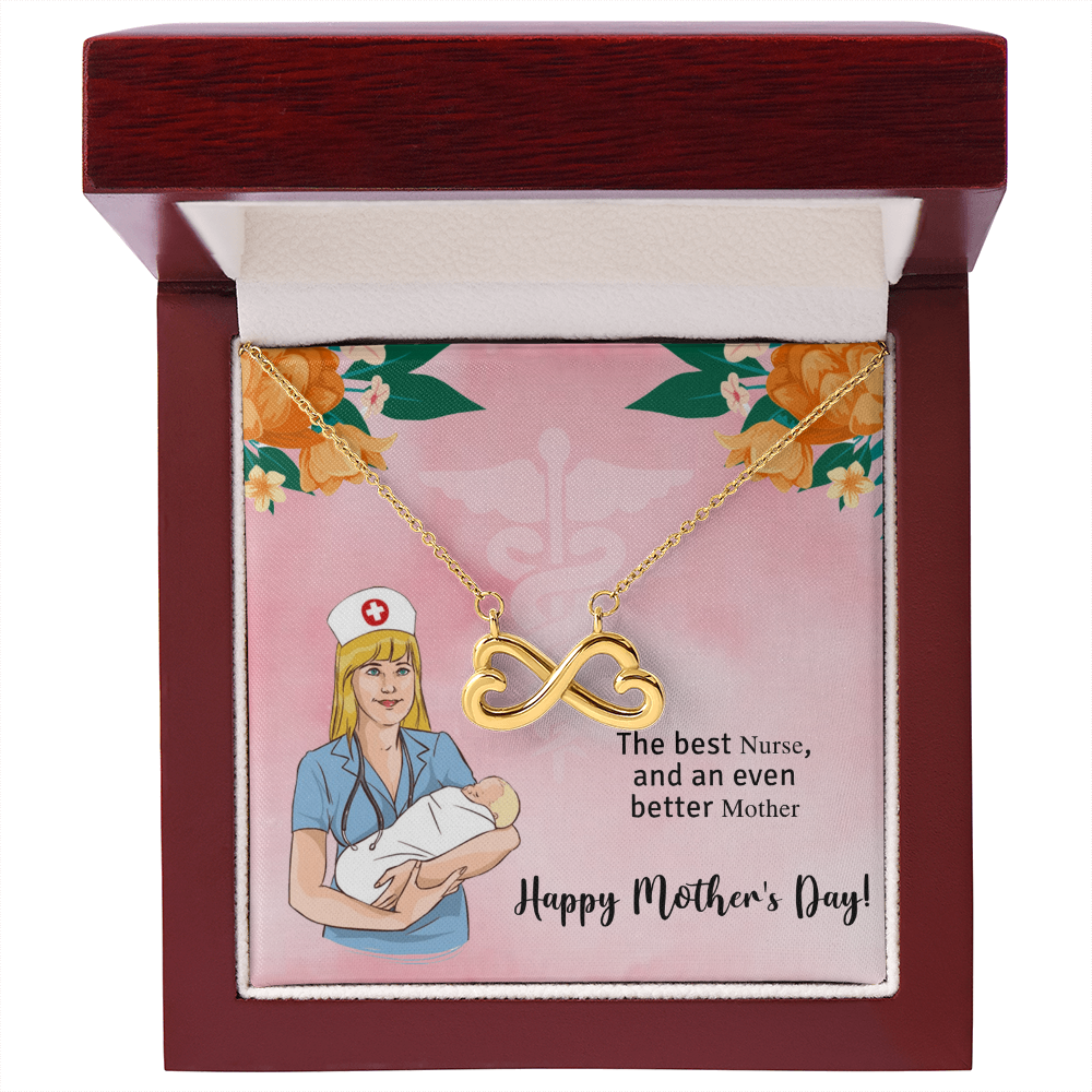Endless Love Necklace for Nurse and Mom - 14k White Gold or 18k Yellow Gold, Heart-Shaped Infinity Pendant, Adjustable Chain - Perfect Mother's Day Gift for Nurses, Mothers, and Caregivers