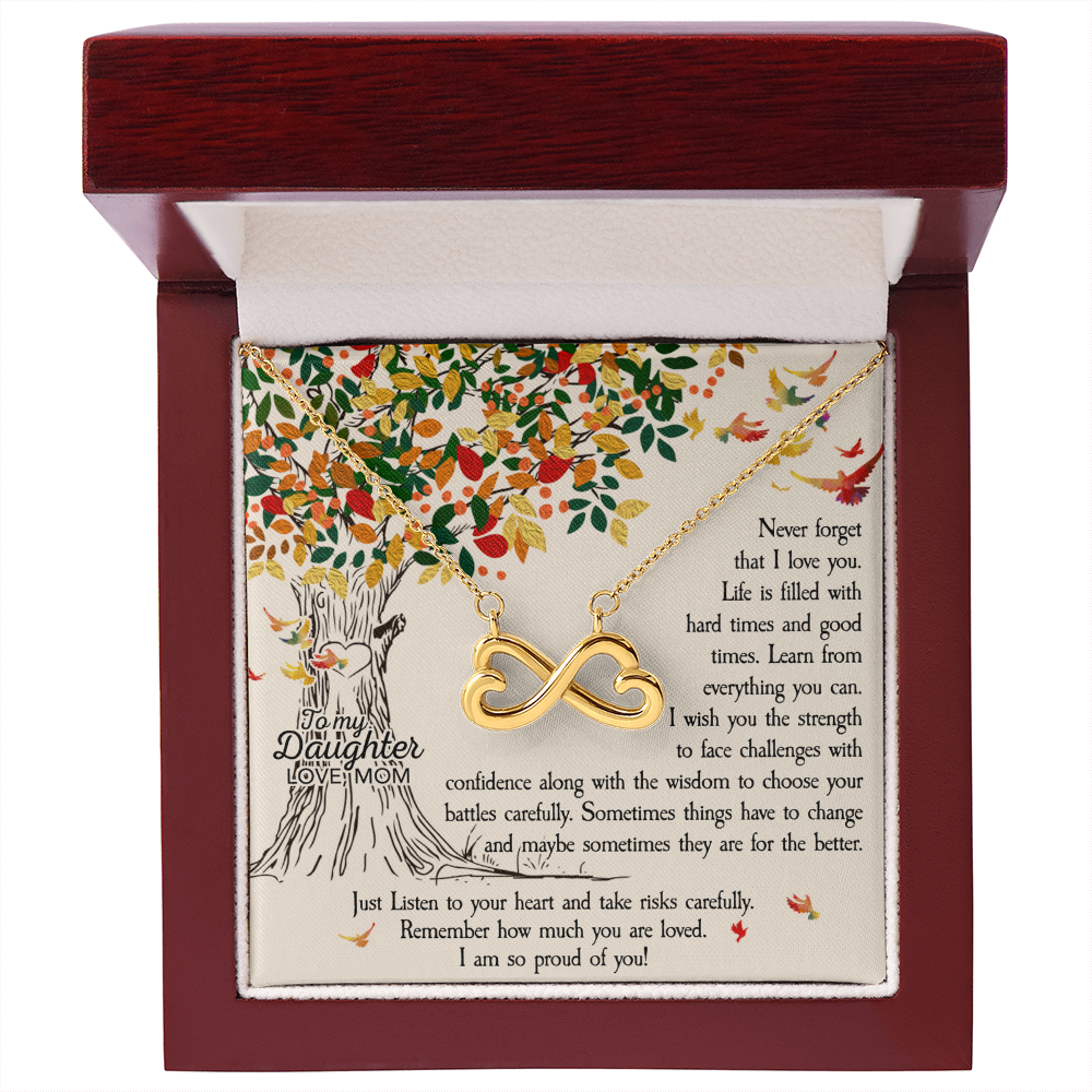 To My Daughter Infinity Heart Necklace Gift from Mom – Inspirational Jewelry for Her Strength & Love