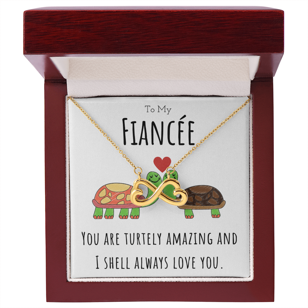 To My Fiancée Funny Turtle Message Card Jewelry Endless Love Necklace Gift From Fiancé, Cute Turtle Animal Pun Birthday Gift For Fiancée, Anniversary Present For Her by Best Gifts 305