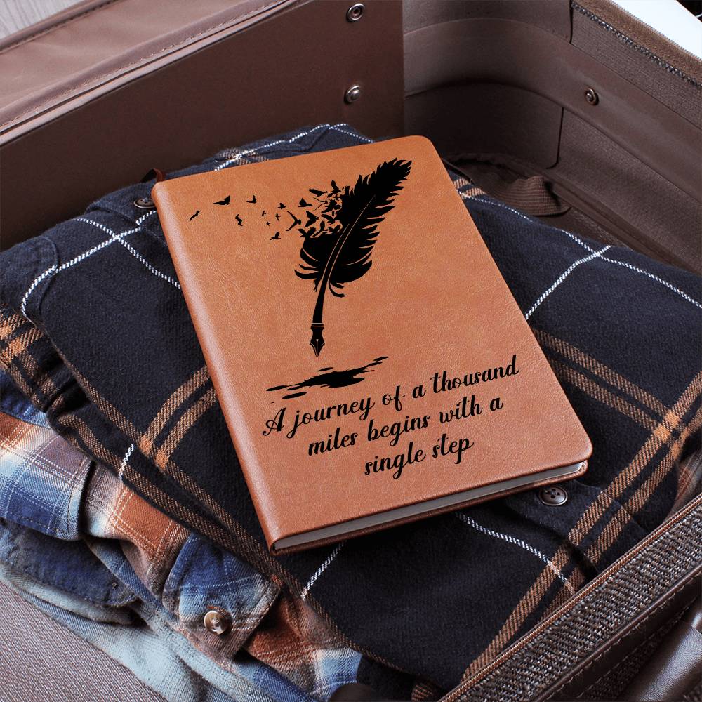 Inspirational Journal for Women – “A Journey of a Thousand Miles” Leather Notebook Gift for Her
