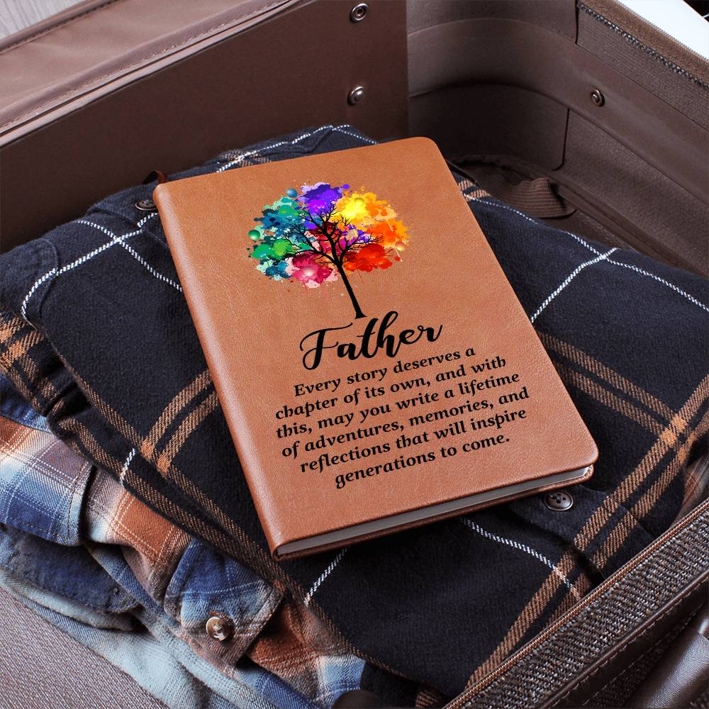 Father Leather Journal Gift from Son or Daughter – Vegan Leather Notebook with Inspirational Quote