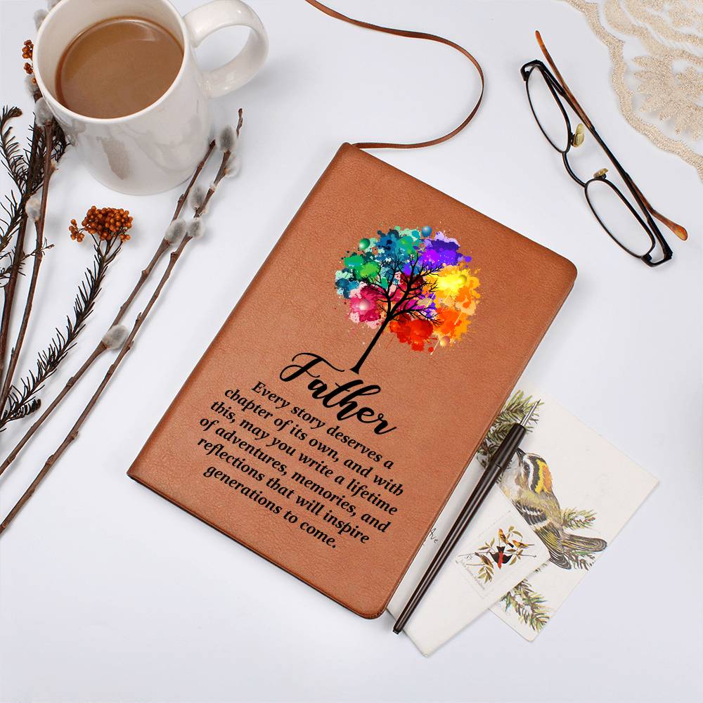 Father Leather Journal Gift from Son or Daughter – Vegan Leather Notebook with Inspirational Quote