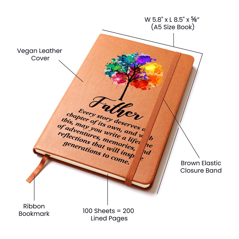 Father Leather Journal Gift from Son or Daughter – Vegan Leather Notebook with Inspirational Quote