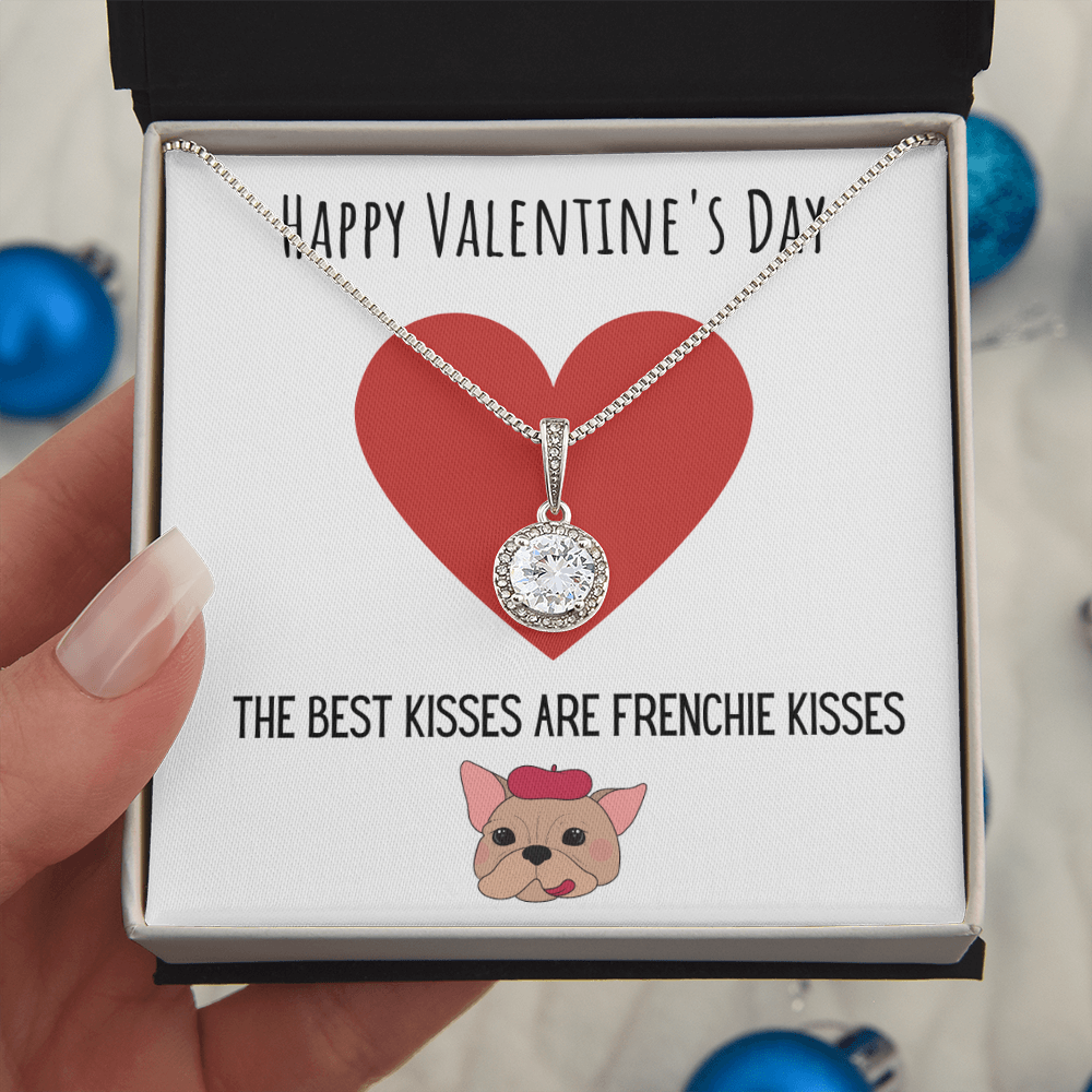 Funny Dog Lover Valentines Day Eternal Hope Necklace Jewelry Gift For Her, Funny French Bulldog V-Day Present From Him, Cute Valentine's Day Message Card Jewelry, Best Frenchie Kisses by Best Gifts 305