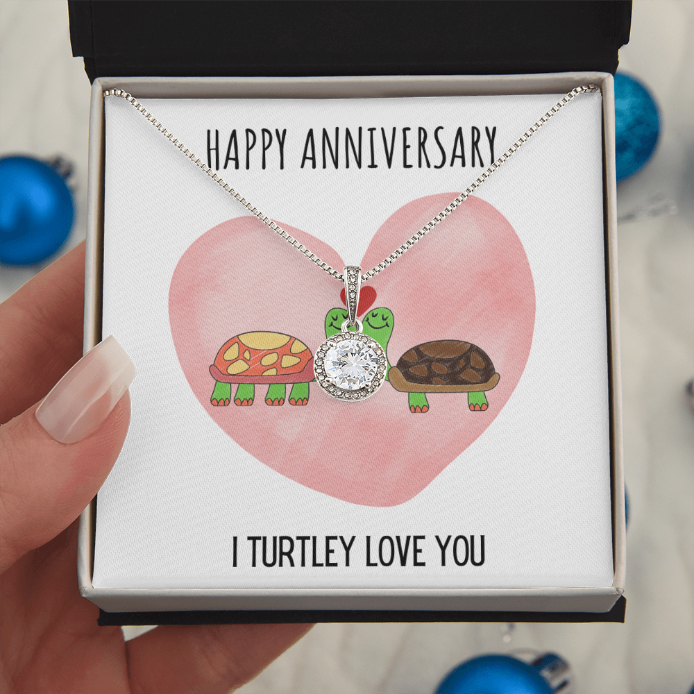 Funny Turtle Anniversary Eternal Hope Necklace Jewelry Gift For Her, Funny Turtle Anniversary Present From Him, Turtley Love You Cute Anniversary Message Card Jewelry, Turtle Puns by Best Gifts 305