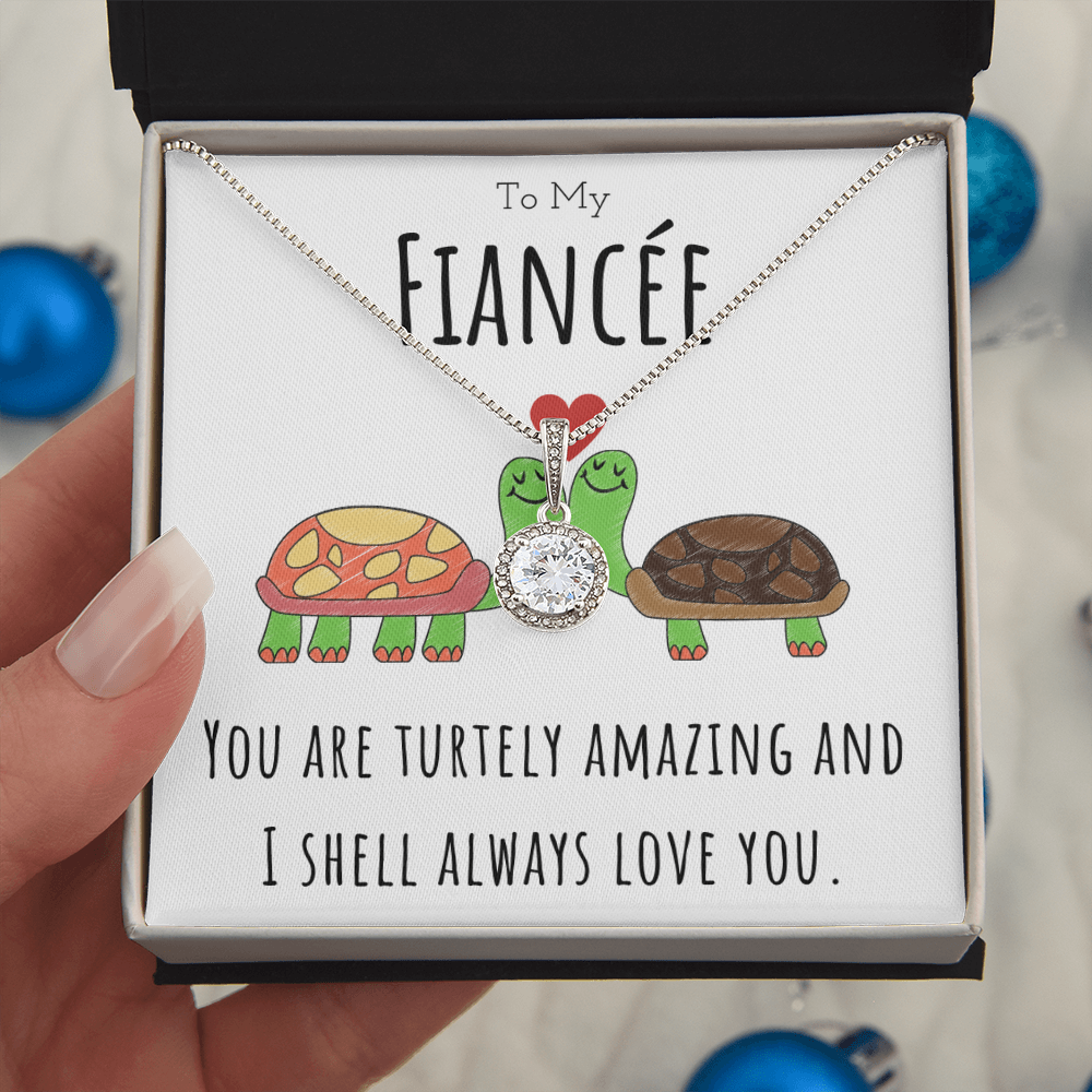 To My Fiancée Funny Turtle Message Card Jewelry Eternal Hope Necklace Gift From Fiancé, Cute Turtle Animal Pun Birthday Gift For Fiancée, Anniversary Present For Her by Best Gifts 305