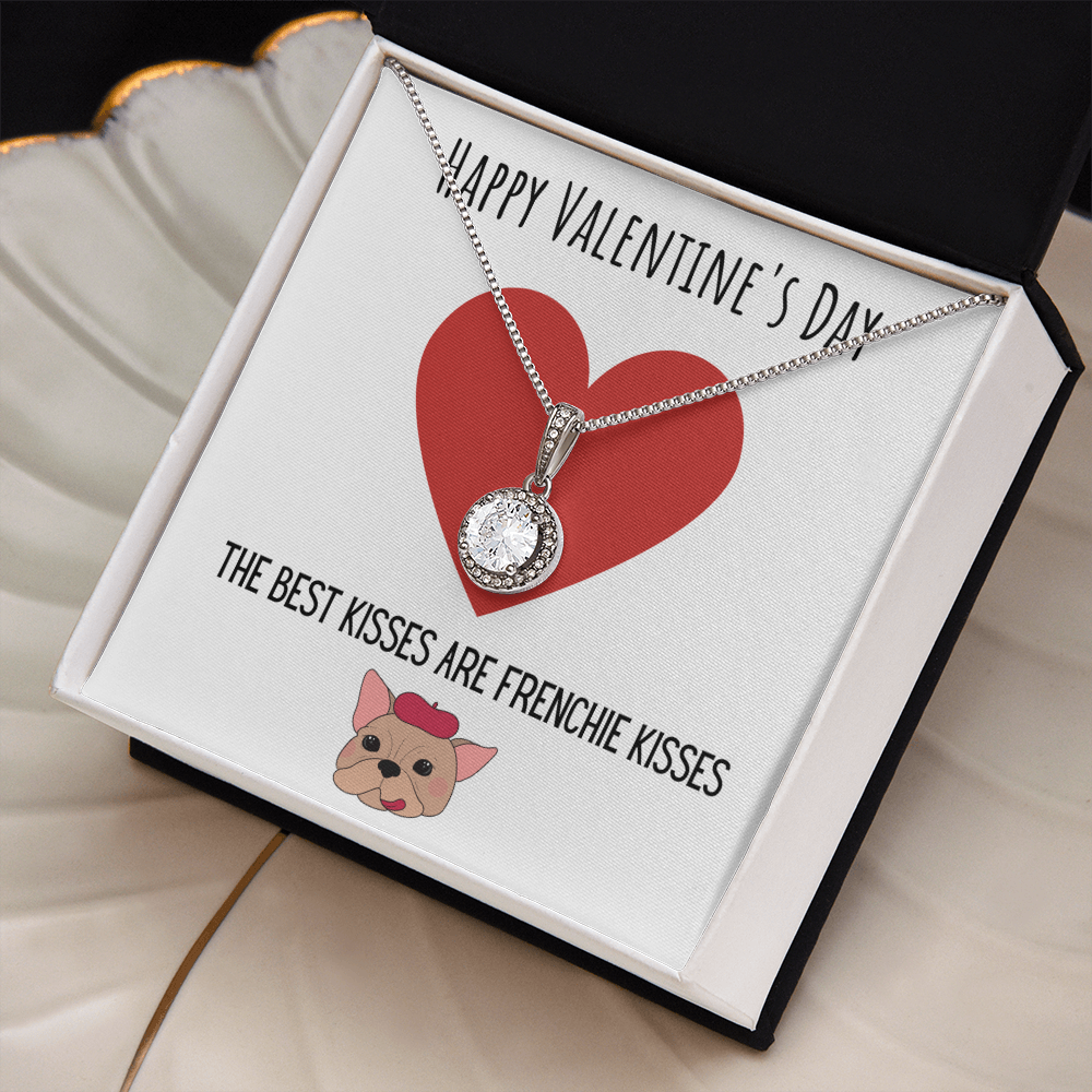 Funny Dog Lover Valentines Day Eternal Hope Necklace Jewelry Gift For Her, Funny French Bulldog V-Day Present From Him, Cute Valentine's Day Message Card Jewelry, Best Frenchie Kisses by Best Gifts 305