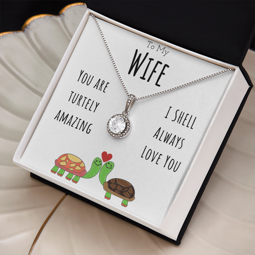 To My Wife Funny Turtle Message Card Jewelry Eternal Hope Necklace Gift From Husband, Cute Turtle Animal Pun Birthday Gift For Wife, Anniversary Present For Her by Best Gifts 305
