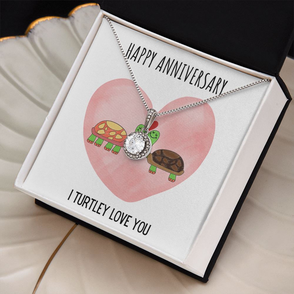 Funny Turtle Anniversary Eternal Hope Necklace Jewelry Gift For Her, Funny Turtle Anniversary Present From Him, Turtley Love You Cute Anniversary Message Card Jewelry, Turtle Puns by Best Gifts 305
