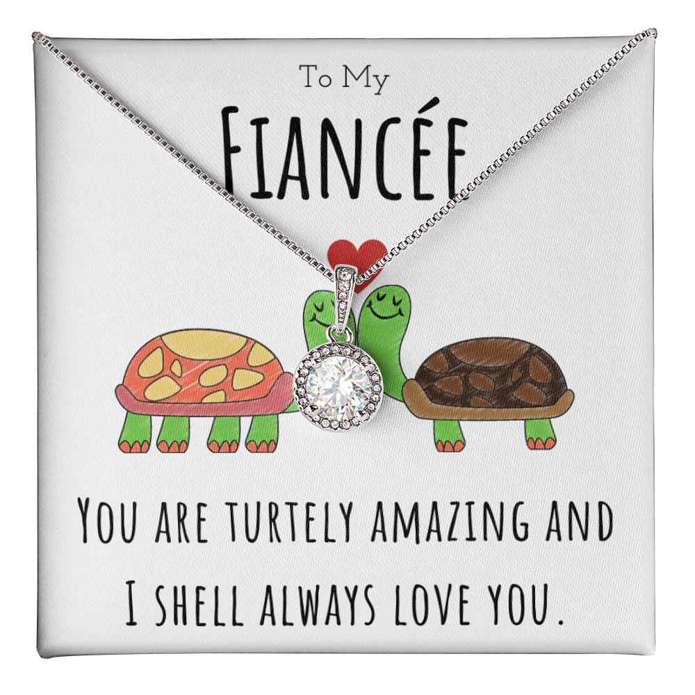 To My Fiancée Funny Turtle Message Card Jewelry Eternal Hope Necklace Gift From Fiancé, Cute Turtle Animal Pun Birthday Gift For Fiancée, Anniversary Present For Her by Best Gifts 305