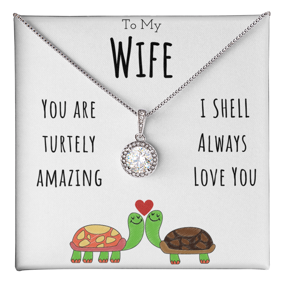 To My Wife Funny Turtle Message Card Jewelry Eternal Hope Necklace Gift From Husband, Cute Turtle Animal Pun Birthday Gift For Wife, Anniversary Present For Her by Best Gifts 305