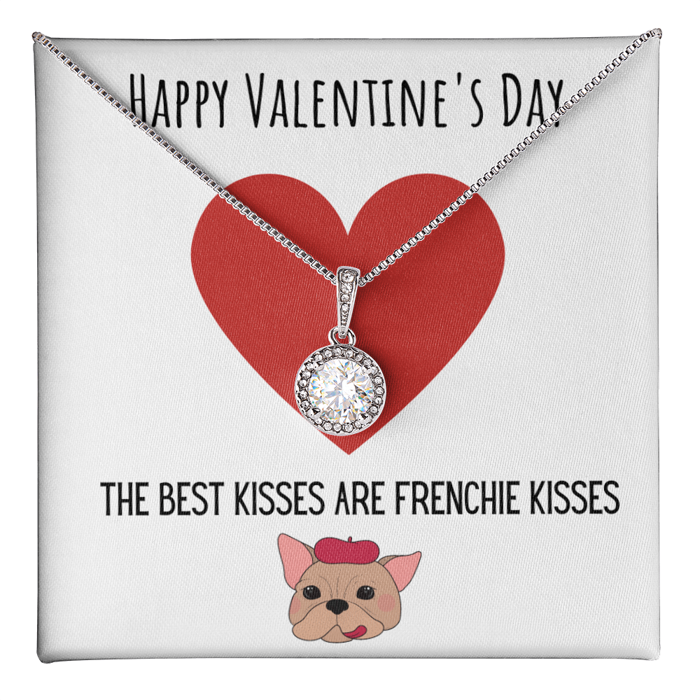 Funny Dog Lover Valentines Day Eternal Hope Necklace Jewelry Gift For Her, Funny French Bulldog V-Day Present From Him, Cute Valentine's Day Message Card Jewelry, Best Frenchie Kisses by Best Gifts 305