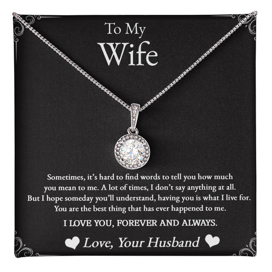 Husband to Wife Gift, Eternal Hope Necklace To My Wife, Wedding Anniversary Gift For Wife, Message Card Jewelry For Wife