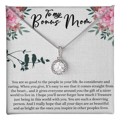 Bonus Mom Gift For Mothers Day, Bonus Mom Necklace, I Treasure Being With You - Eternal Hope Necklace With Inspiring Message Card