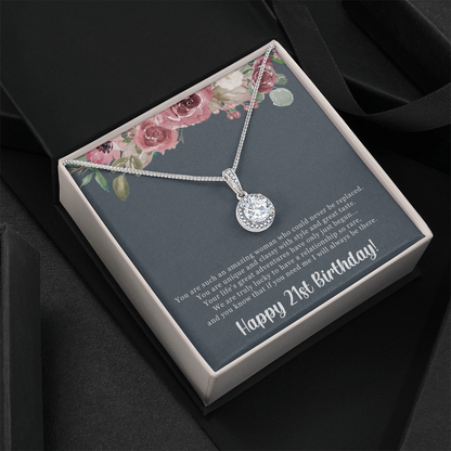Birthday Gift For Her, Happy 21st Birthday, 21st Birthday, You Are Such An Amazing Woman - Eternal Hope Necklace With Sweet Greeting Card by Best Gifts 305