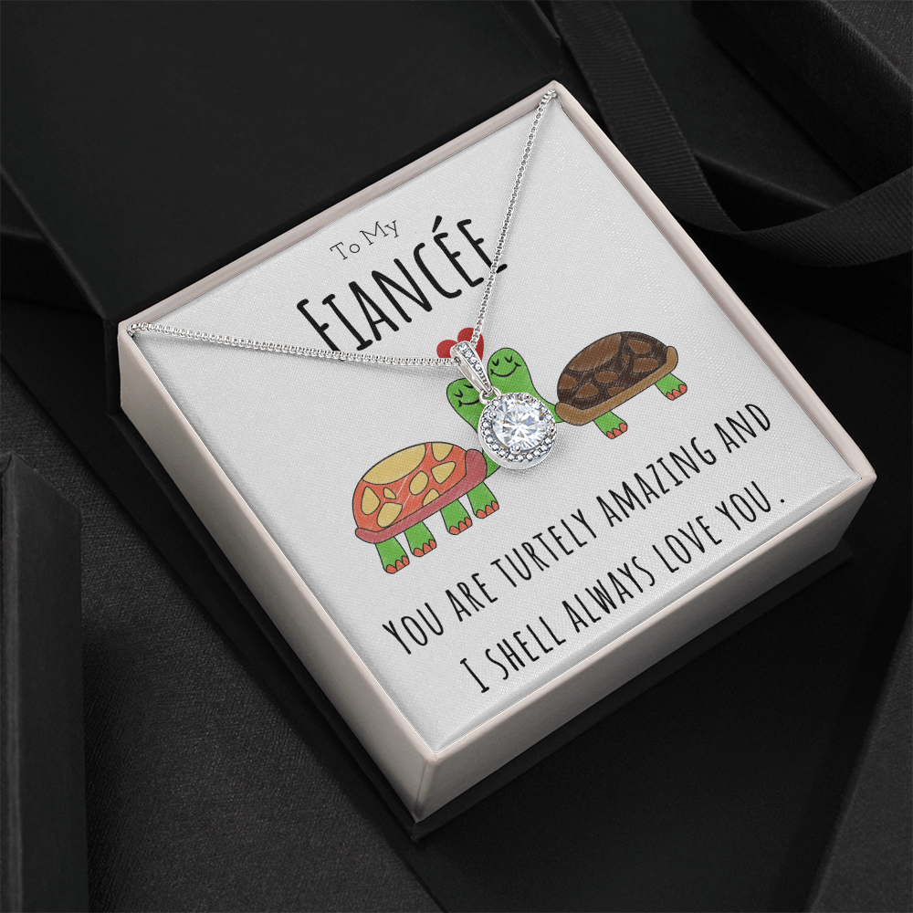 To My Fiancée Funny Turtle Message Card Jewelry Eternal Hope Necklace Gift From Fiancé, Cute Turtle Animal Pun Birthday Gift For Fiancée, Anniversary Present For Her by Best Gifts 305