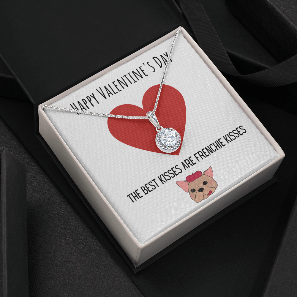 Funny Dog Lover Valentines Day Eternal Hope Necklace Jewelry Gift For Her, Funny French Bulldog V-Day Present From Him, Cute Valentine's Day Message Card Jewelry, Best Frenchie Kisses by Best Gifts 305
