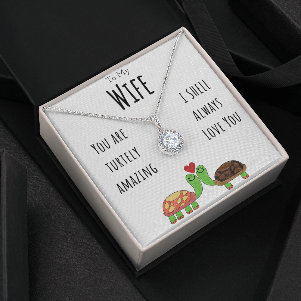 To My Wife Funny Turtle Message Card Jewelry Eternal Hope Necklace Gift From Husband, Cute Turtle Animal Pun Birthday Gift For Wife, Anniversary Present For Her by Best Gifts 305