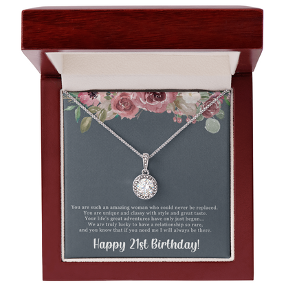 Birthday Gift For Her, Happy 21st Birthday, 21st Birthday, You Are Such An Amazing Woman - Eternal Hope Necklace With Sweet Greeting Card by Best Gifts 305