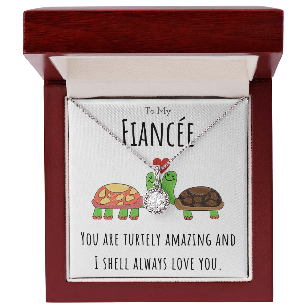 To My Fiancée Funny Turtle Message Card Jewelry Eternal Hope Necklace Gift From Fiancé, Cute Turtle Animal Pun Birthday Gift For Fiancée, Anniversary Present For Her by Best Gifts 305