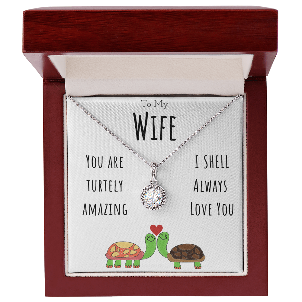 To My Wife Funny Turtle Message Card Jewelry Eternal Hope Necklace Gift From Husband, Cute Turtle Animal Pun Birthday Gift For Wife, Anniversary Present For Her by Best Gifts 305