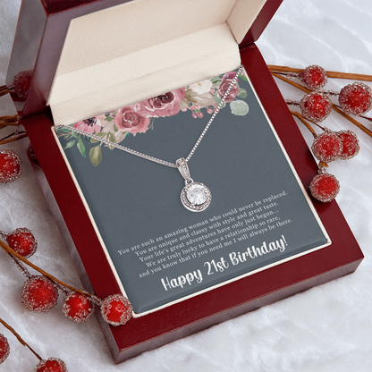 Birthday Gift For Her, Happy 21st Birthday, 21st Birthday, You Are Such An Amazing Woman - Eternal Hope Necklace With Sweet Greeting Card by Best Gifts 305