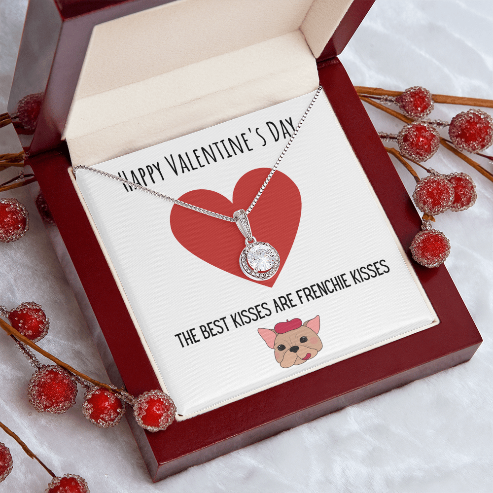 Funny Dog Lover Valentines Day Eternal Hope Necklace Jewelry Gift For Her, Funny French Bulldog V-Day Present From Him, Cute Valentine's Day Message Card Jewelry, Best Frenchie Kisses by Best Gifts 305