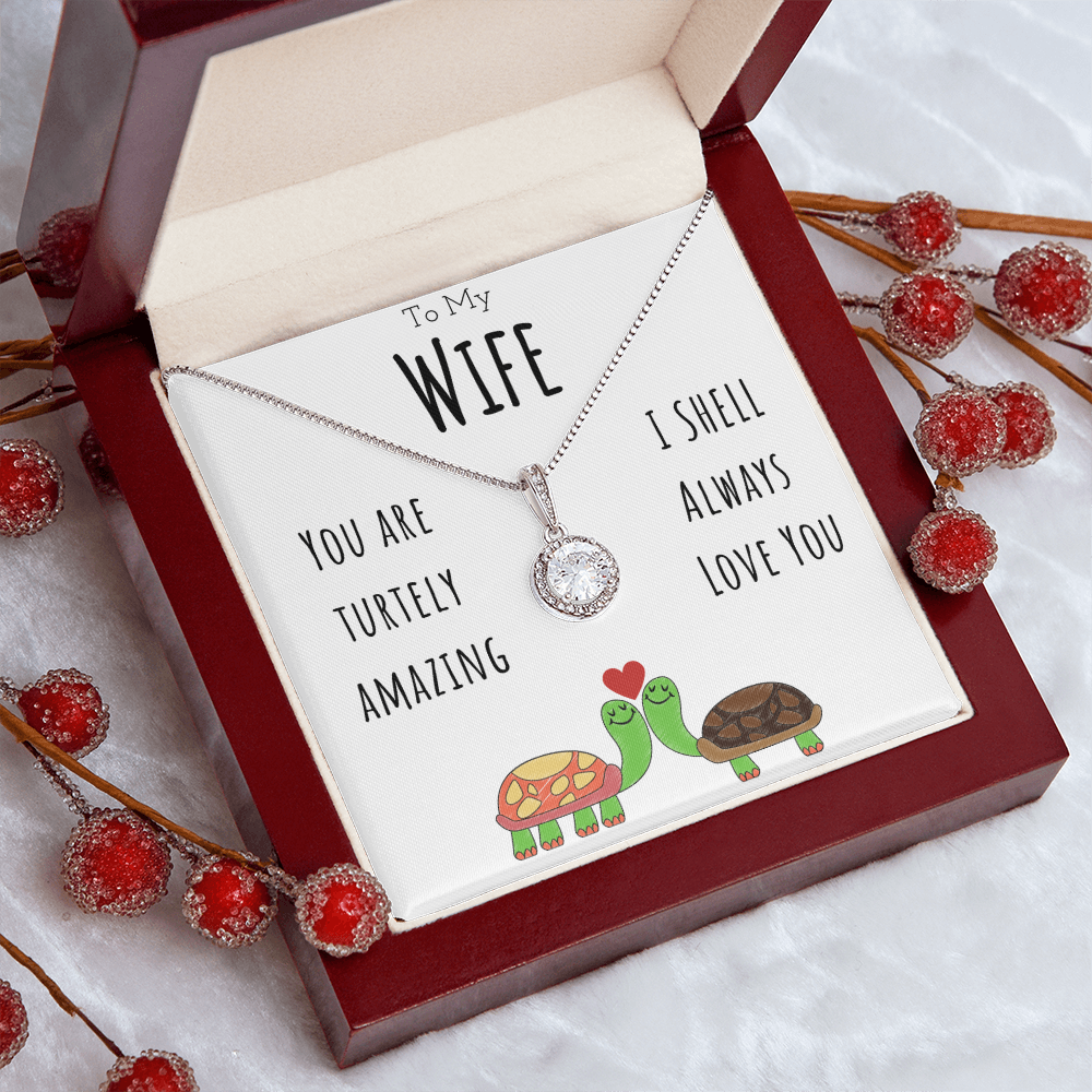 To My Wife Funny Turtle Message Card Jewelry Eternal Hope Necklace Gift From Husband, Cute Turtle Animal Pun Birthday Gift For Wife, Anniversary Present For Her by Best Gifts 305