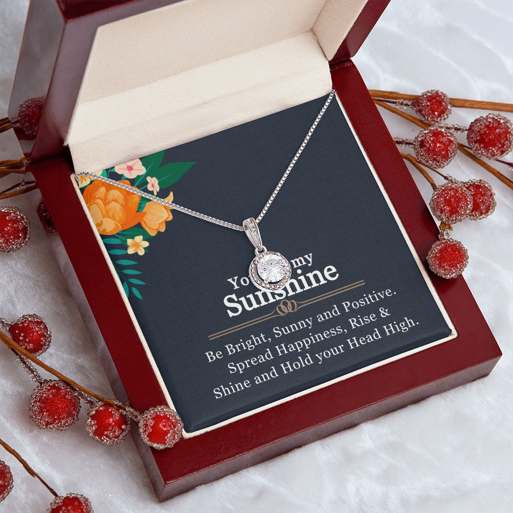 To My Sunshine Necklace - 14K White Gold Finish, Cushion Cut CZ Pendant for Her, Adjustable Chain, Perfect Gift for Loved Ones