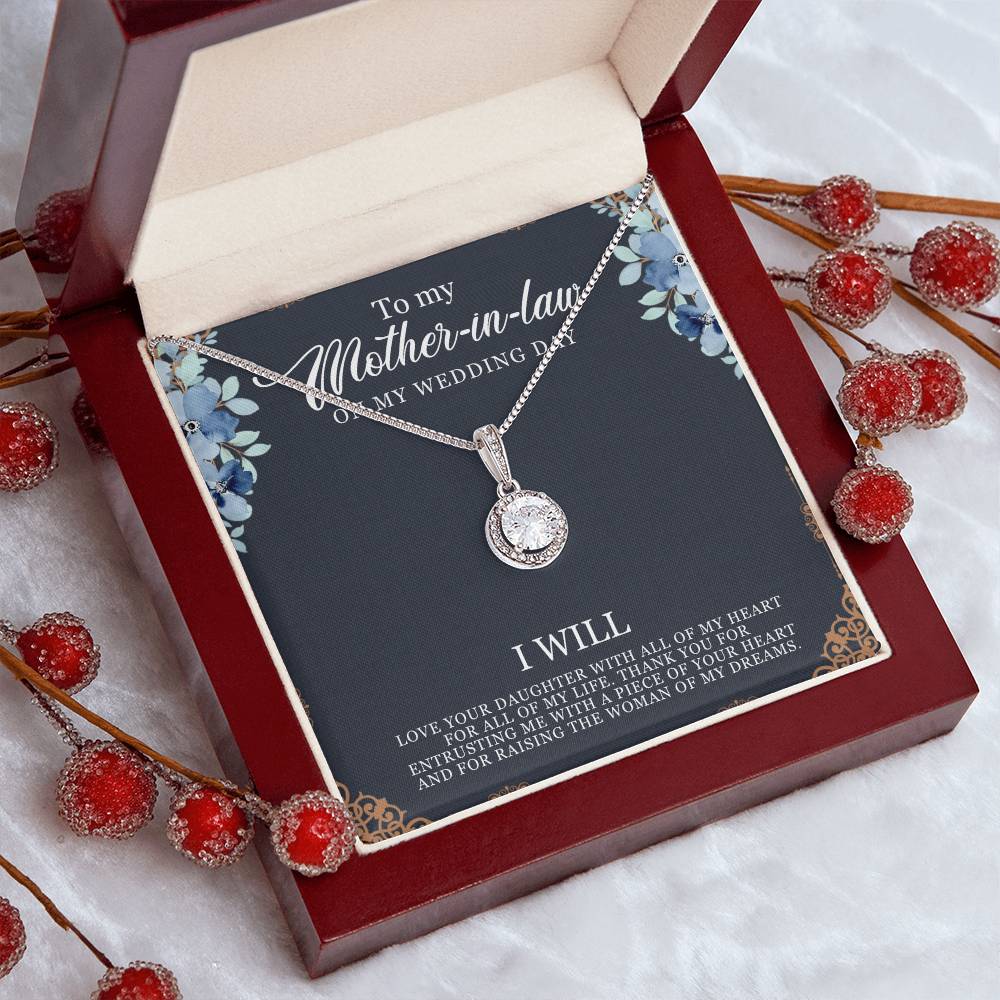 Mother-in-Law Necklace Gift, Wedding Day Jewelry from Son in Law, Eternal Hope CZ Pendant