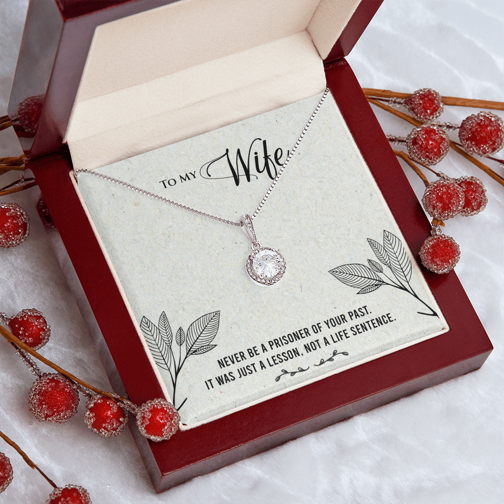 Wife Gift Eternal Hope Necklace – Cushion Cut CZ Pendant with Inspirational Card, Birthday Anniversary Gift for Her