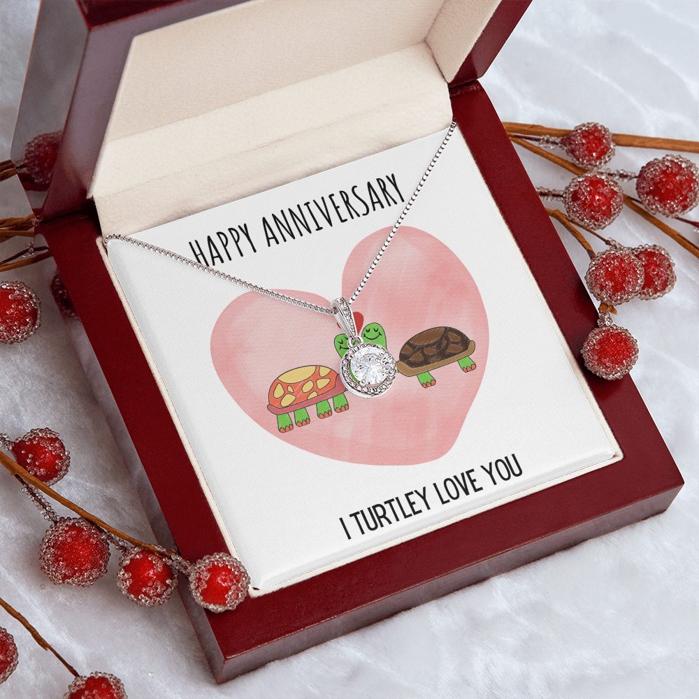 Funny Turtle Anniversary Eternal Hope Necklace Jewelry Gift For Her, Funny Turtle Anniversary Present From Him, Turtley Love You Cute Anniversary Message Card Jewelry, Turtle Puns by Best Gifts 305