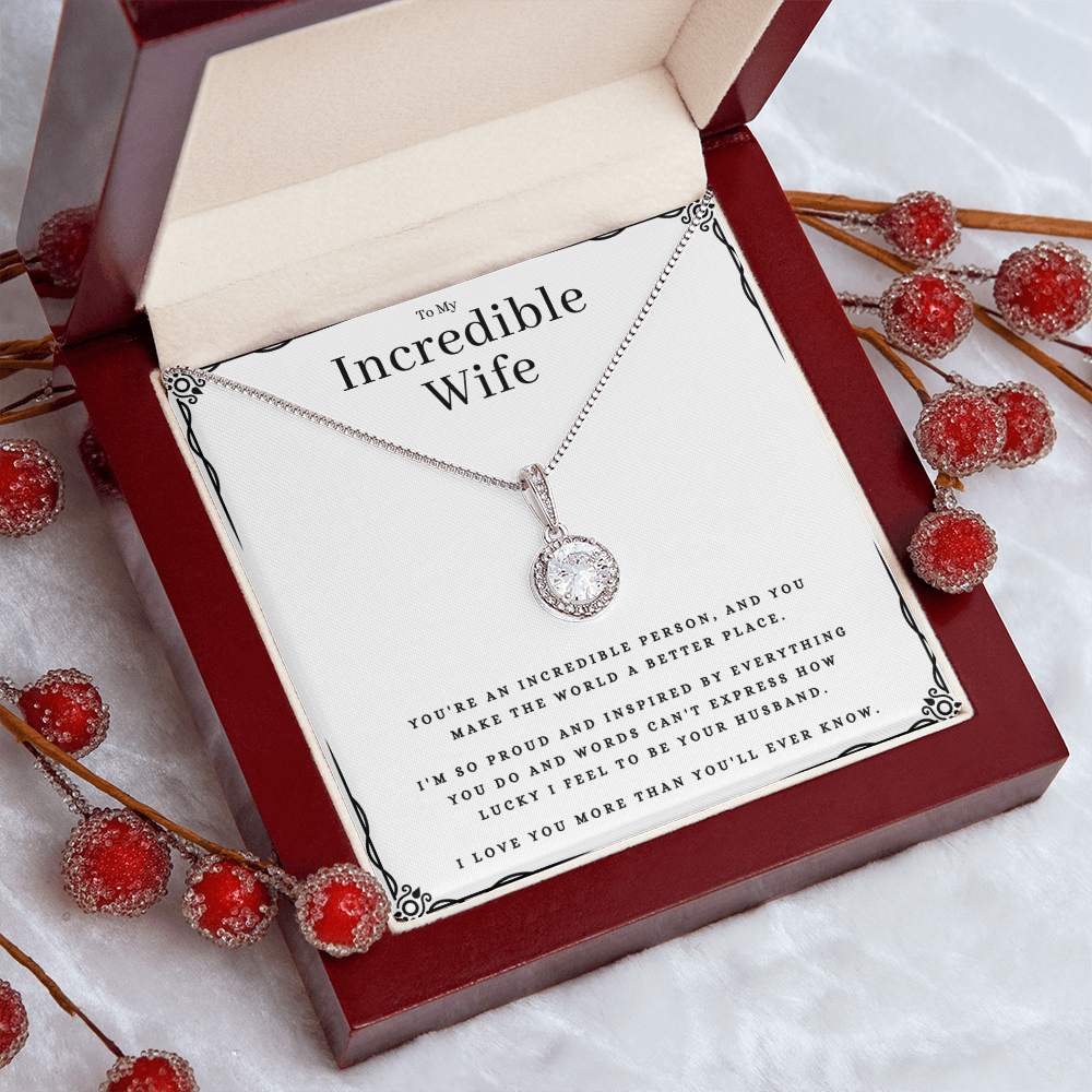 To My Incredible Wife Jewelry Message Card Gift Eternal Hope Necklace Birthday Present From Husband, Incredible Wife Valentines Day Present by Best Gifts 305