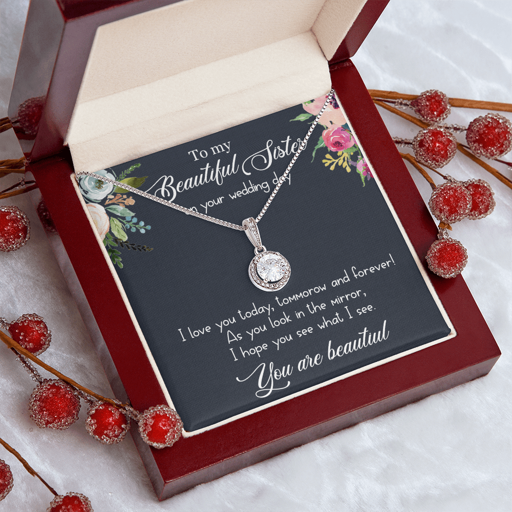 Sister Wedding Day Necklace Gift – Eternal Hope Pendant Jewelry from Sister, Beautiful Sister Gift