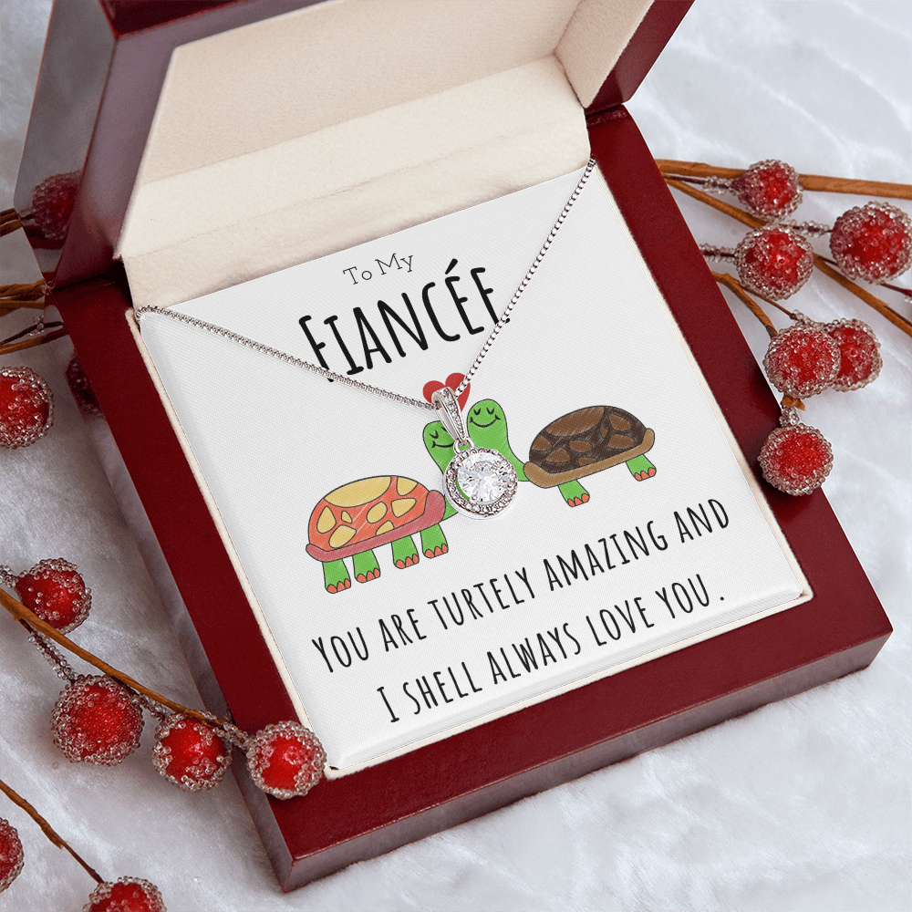 To My Fiancée Funny Turtle Message Card Jewelry Eternal Hope Necklace Gift From Fiancé, Cute Turtle Animal Pun Birthday Gift For Fiancée, Anniversary Present For Her by Best Gifts 305