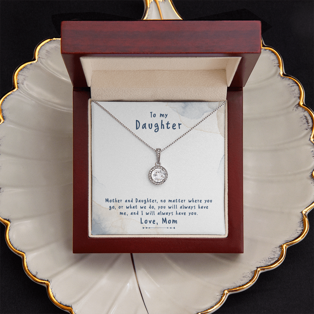 Daughter Necklace from Mom – Eternal Hope CZ Pendant Gift for Daughter Birthday Jewelry with Message Card