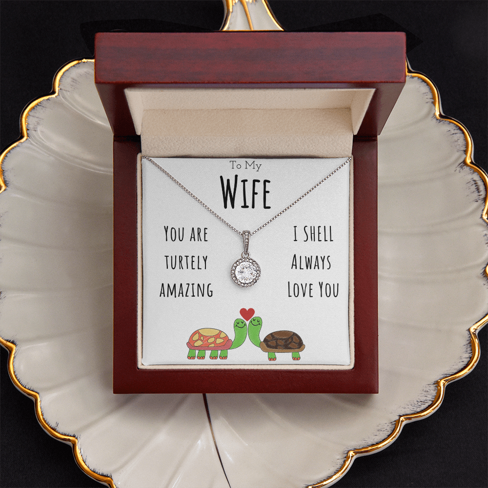 To My Wife Funny Turtle Message Card Jewelry Eternal Hope Necklace Gift From Husband, Cute Turtle Animal Pun Birthday Gift For Wife, Anniversary Present For Her by Best Gifts 305