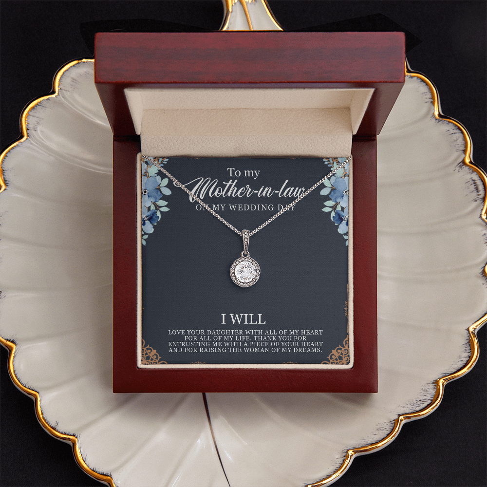 Mother-in-Law Necklace Gift, Wedding Day Jewelry from Son in Law, Eternal Hope CZ Pendant