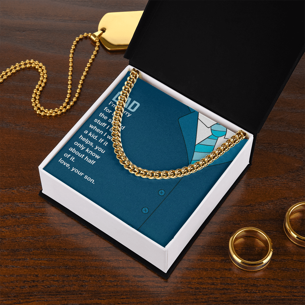 I'm Sorry Cuban Link Chain Necklace For Dad, Gift Dad I'm Sorry From Son, Love Gift I'm Sorry Dad, Dad Sorry Message From Son by Best Gifts 305