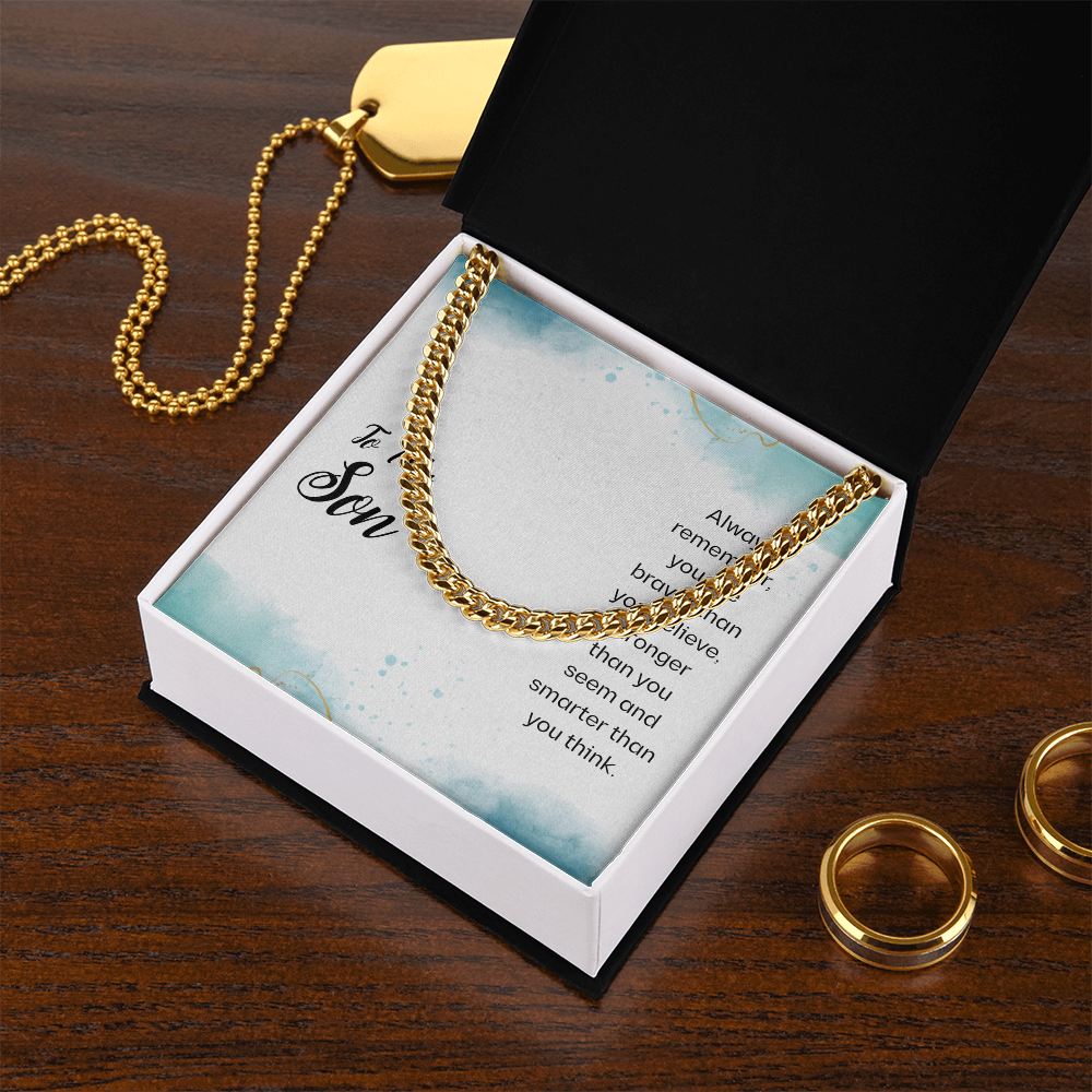 To My Son Cuban Link Chain Necklace, Message Card Gift For Son, Mother Son Gifts, Religious Gifts For Son, Son 21st Birthday, Inspirational Message From Father by Best Gifts 305