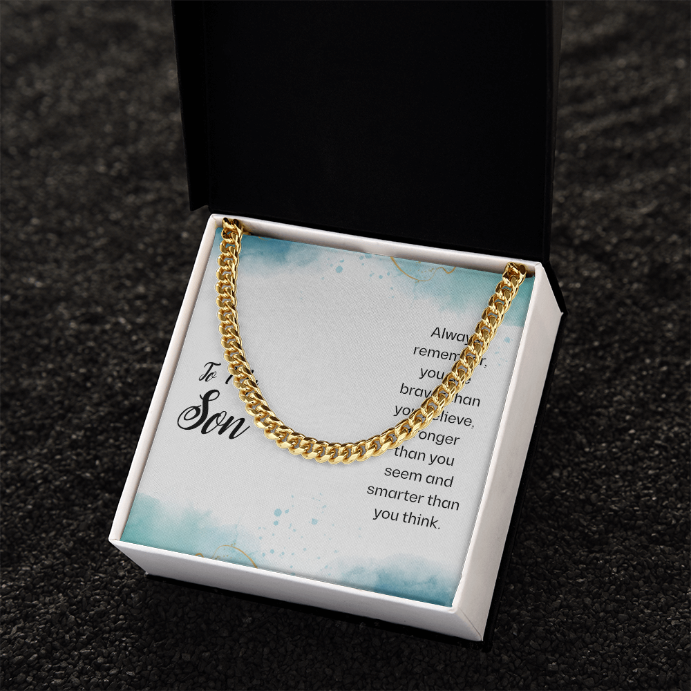 To My Son Cuban Link Chain Necklace, Message Card Gift For Son, Mother Son Gifts, Religious Gifts For Son, Son 21st Birthday, Inspirational Message From Father by Best Gifts 305