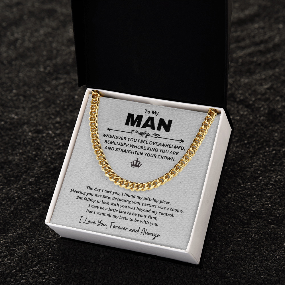 To My Man, Gifts For Husband, Gifts For Boyfriend, Husband Gifts, I Love You Forever And Always - Cuban Link Chain Necklace With Message Card by Best Gifts 305