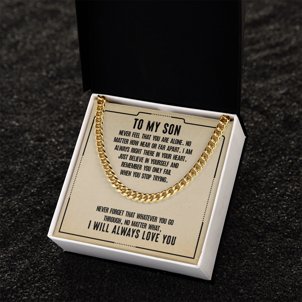To My Son, Cuban Link Chain Necklace Gift For Son, Believe In Yourself Son, I Love You Son, 18th Birthday Gift Son, Mom To Son Gift Ideas, Father Son Message Card Gift by Best Gifts 305