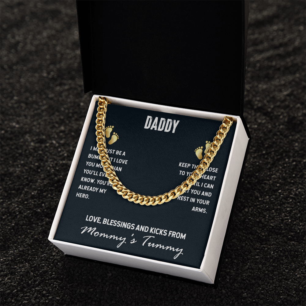 To My Daddy From Mommy's Tummy, Cuban Link Chain Necklace For Daddy, Father's Day Gift for New Daddy, First Time Daddy To Be by Best Gifts 305