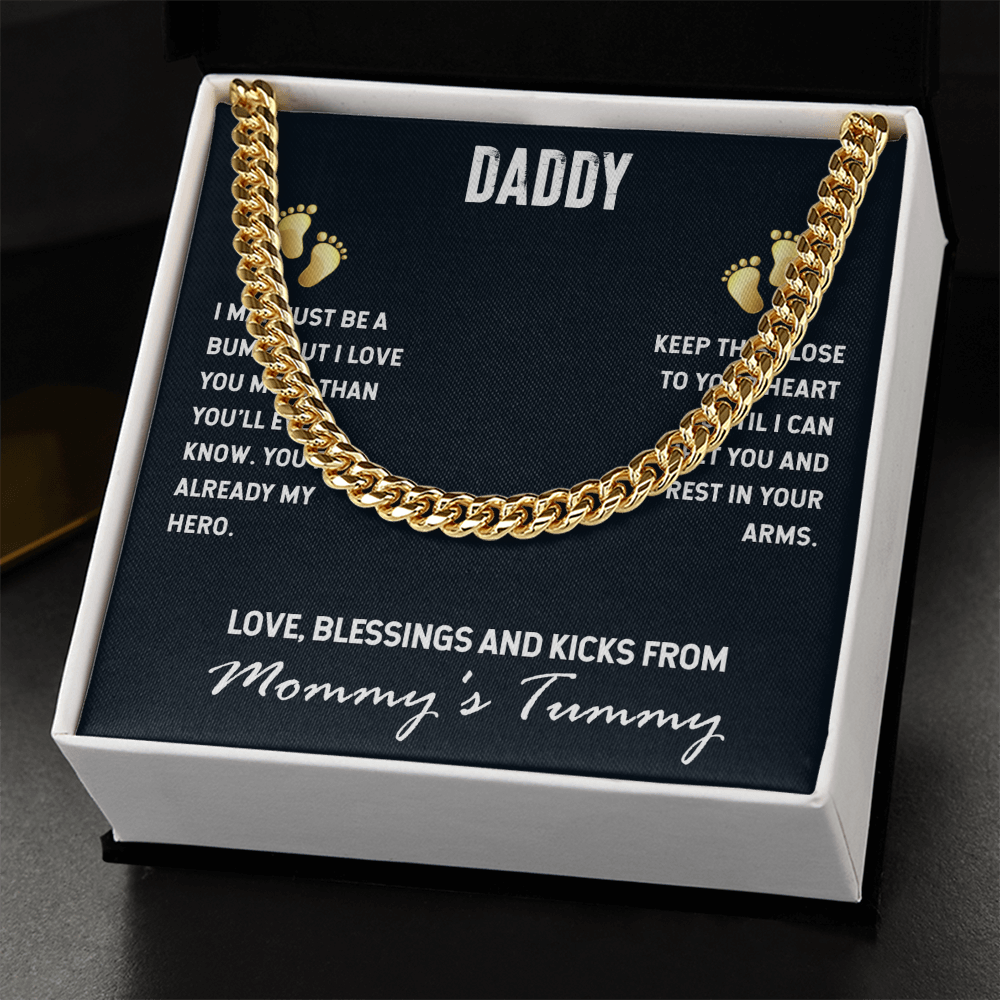 To My Daddy From Mommy's Tummy, Cuban Link Chain Necklace For Daddy, Father's Day Gift for New Daddy, First Time Daddy To Be by Best Gifts 305