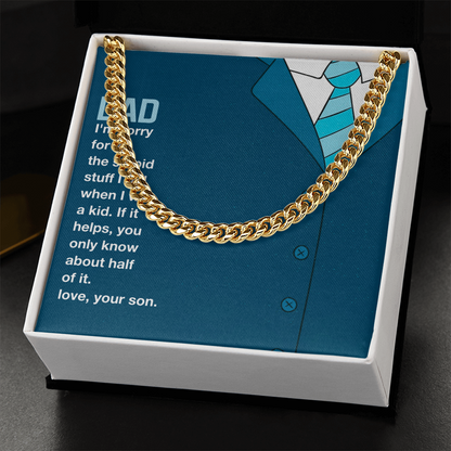 I'm Sorry Cuban Link Chain Necklace For Dad, Gift Dad I'm Sorry From Son, Love Gift I'm Sorry Dad, Dad Sorry Message From Son by Best Gifts 305